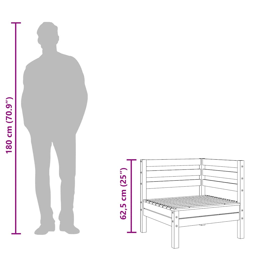 Garden Sofa 2-Seater with Footstool Solid Wood Pine